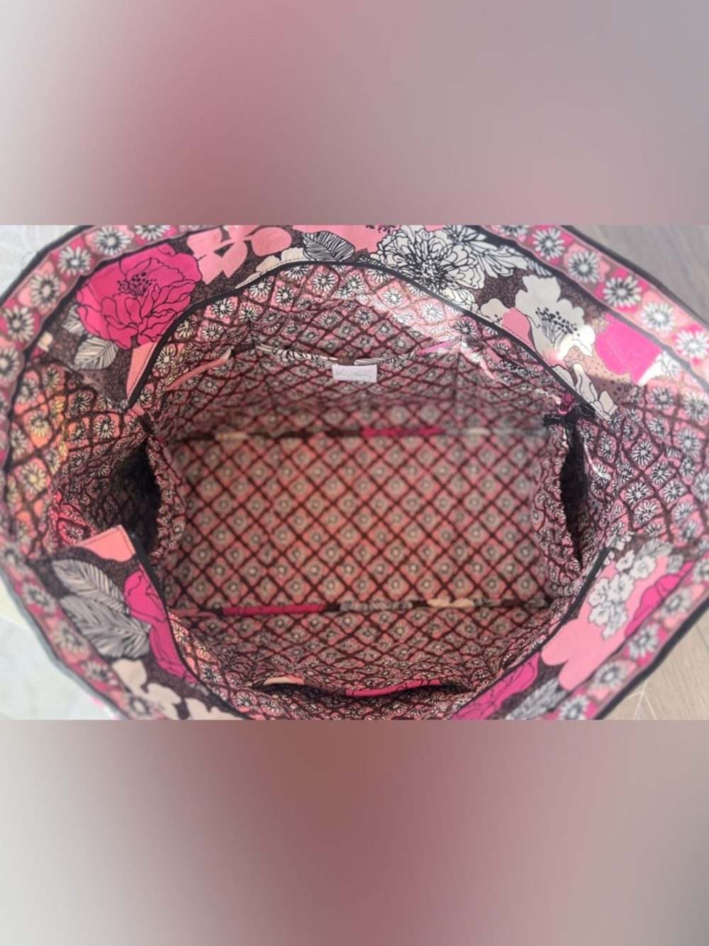 Vera Bradley Pink & Brown Floral Quilted Tote - Picture 5 of 5